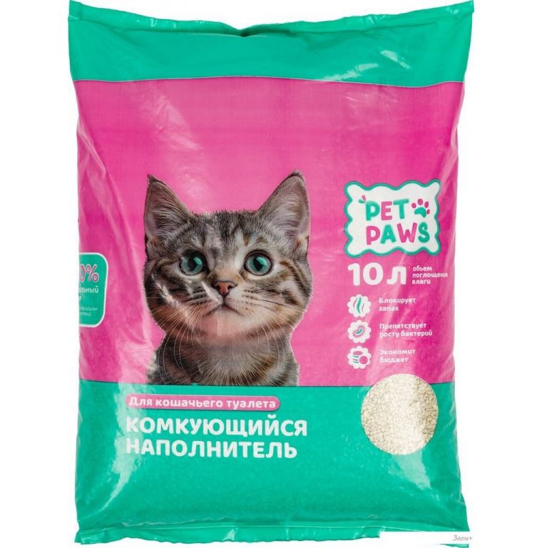 Наполнитель для туалета Pet Paws Комкующийся 10л