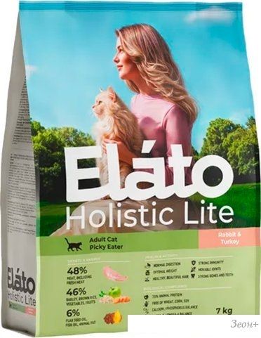 Сухой корм для кошек Elato Holistic Lite Для привередливых кошек с кроликом и индейкой (7кг)