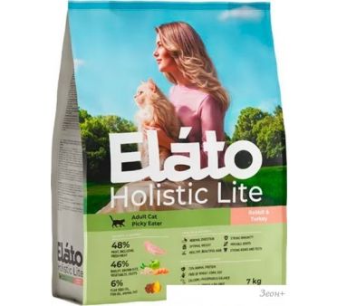 Сухой корм для кошек Elato Holistic Lite Для привередливых кошек с кроликом и индейкой (7кг)
