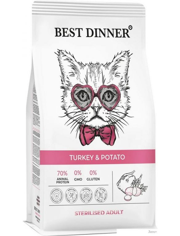 Сухой корм для кошек Best Dinner Adult Sterilised Turkey & Potato (10кг)
