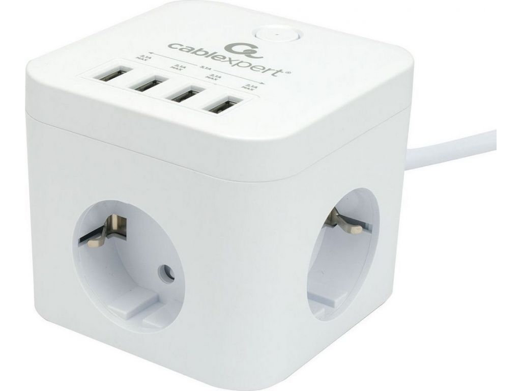 Сетевой фильтр Cablexpert CUBE-3-U4-W-1.5