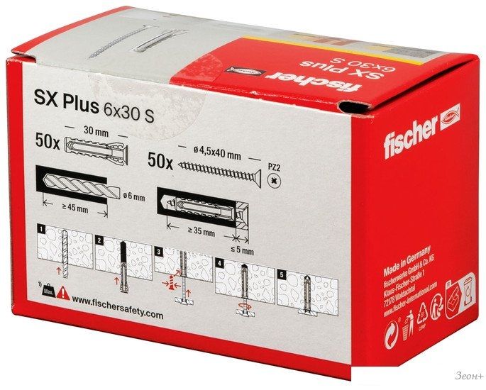 Дюбель универсальный Fischer SX Plus 6X30 S/Screw 568206 (50 шт)