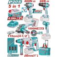 Total TCKLI20592 (шуруповерт, гайковерт, перфоратор, болгарка, фонарь, 2 АКБ, сумка)