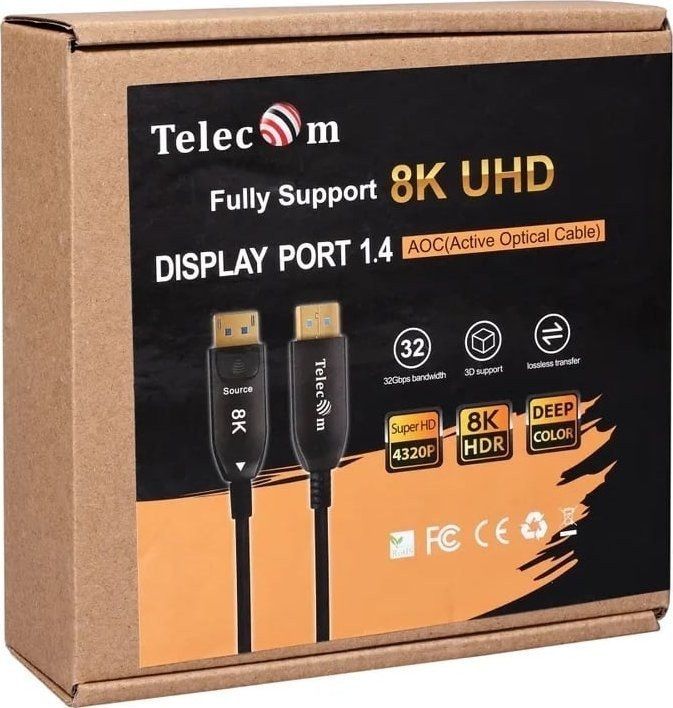 Кабель Telecom TCG2130-10M DisplayPort - DisplayPort (10 м, черный/коричневый)