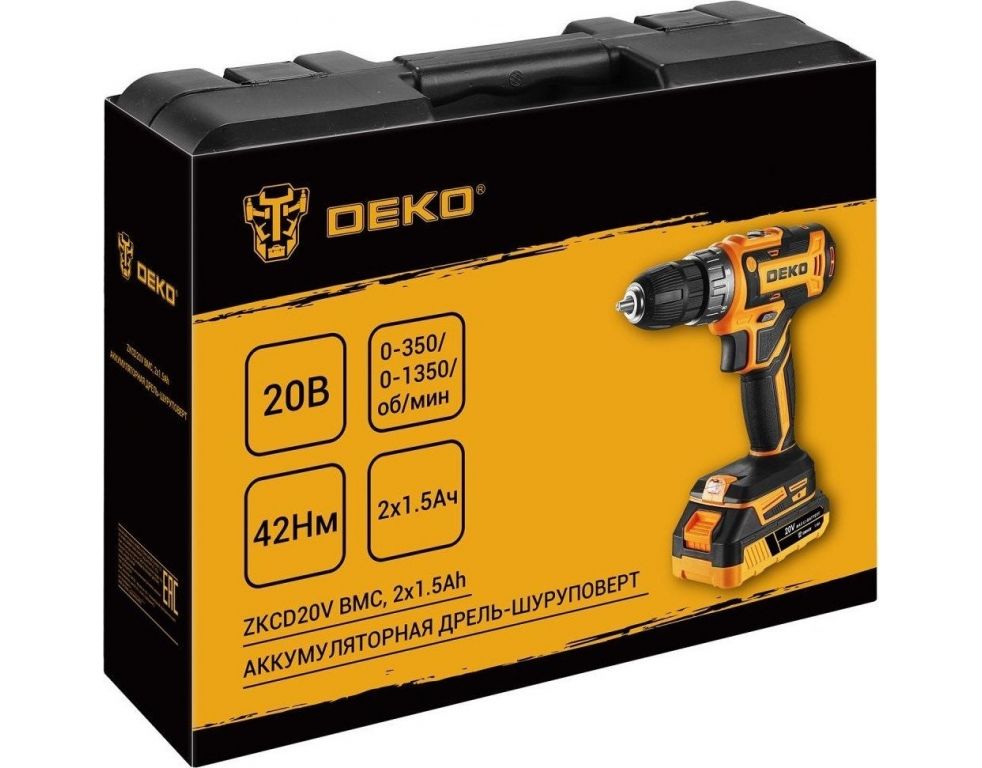 Дрель-шуруповерт Deko ZKCD20V 084-1007 (с 2-мя АКБ, кейс)