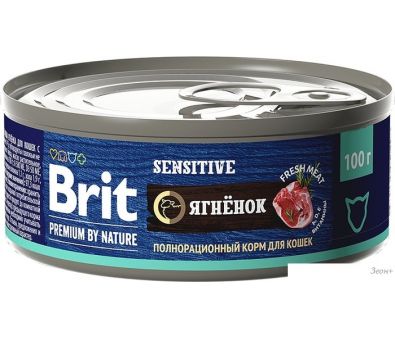 Натуральный корм для кошек Brit с чувствительным пищеварением с мясом ягненка 100 г