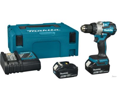 Дрель-шуруповерт Makita DDF489RTJ (с 2-мя АКБ, кейс)