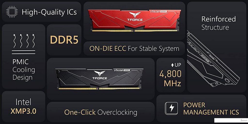 Оперативная память Team T-Force Vulcan 2x8ГБ DDR5 6000 МГц FLBD516G6000HC38ADC01