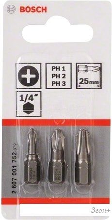 Набор бит Bosch 2607001752 (3 предмета)