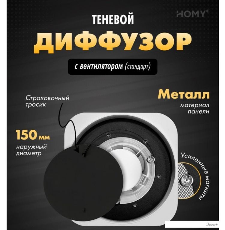 Осевой вентилятор HOMY Air Lite Круглый AL100BS d150 (черный)