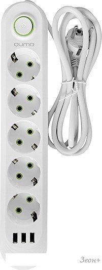 Сетевой фильтр QUMO Power Bar Light SPFS P-0009 51552 (2 м, белый)
