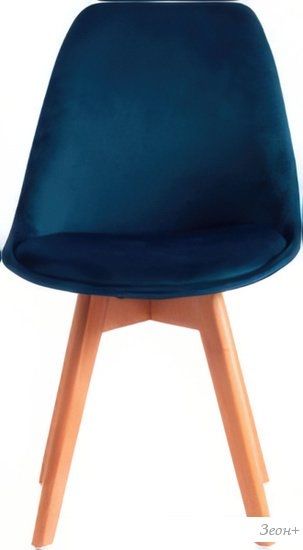 Стул TetChair Secret De Maison Tulip Soft (вельвет/дерево, синий/натуральный)