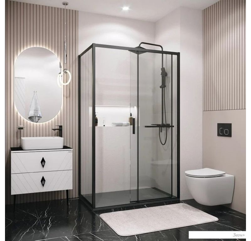 Душевой уголок Grossman Style 130x100x195 120.K33.05.1310.21.00 (черный матовый/стекло прозрачное)
