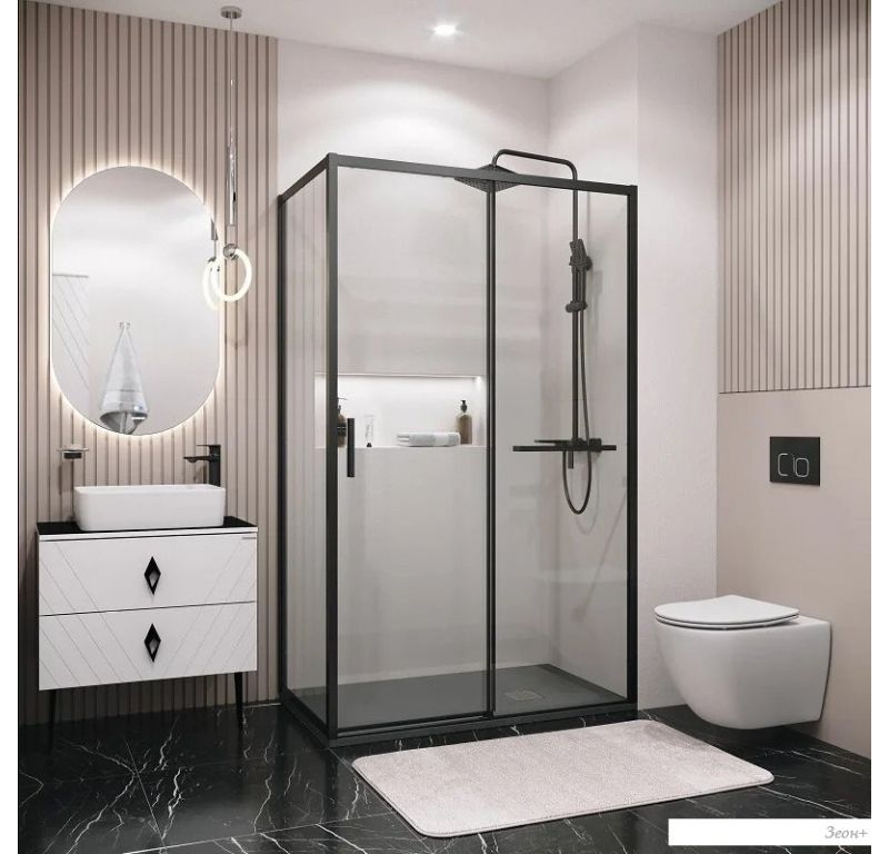 Душевой уголок Grossman Style 100x100x195 120.K33.05.1010.21.00 (черный матовый/стекло прозрачное)