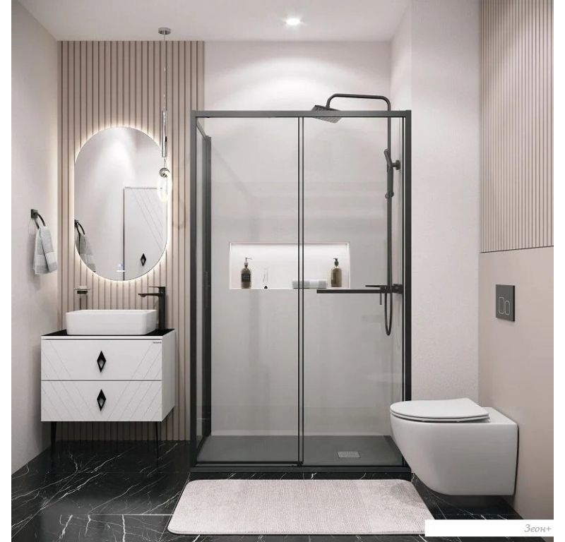 Душевой уголок Grossman Style 100x100x195 120.K33.05.1010.21.00 (черный матовый/стекло прозрачное)