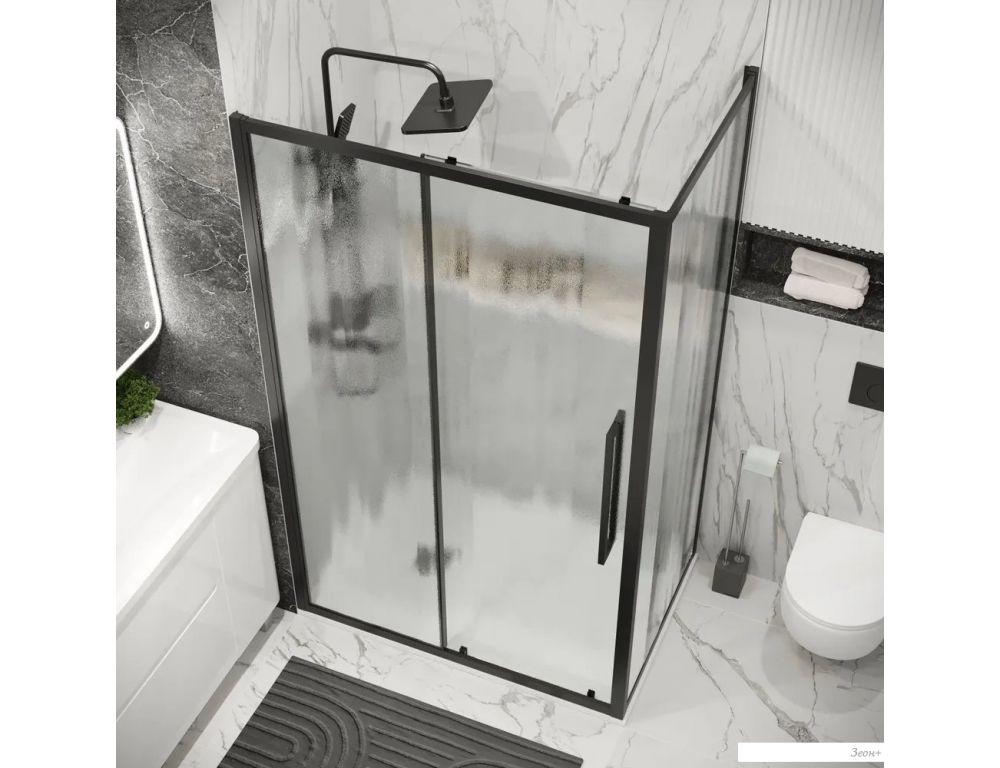 Душевой уголок Grossman Cosmo 100x100x195 120.K33.02.1010.21.02 (черный матовый/стекло шиншилла)