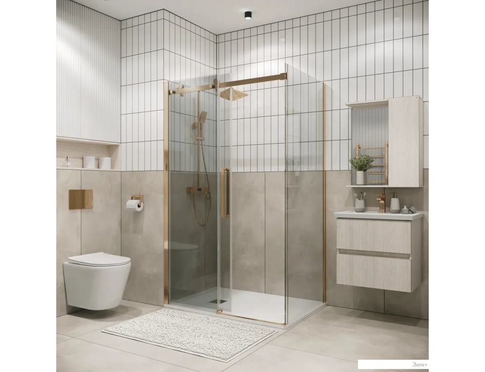 Душевой уголок Grossman Classic 130x80x195 120.K33.04.1380.32.00 (золото сатин/стекло прозрачное)