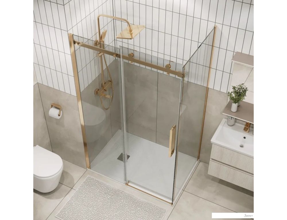 Душевой уголок Grossman Classic 130x80x195 120.K33.04.1380.32.00 (золото сатин/стекло прозрачное)