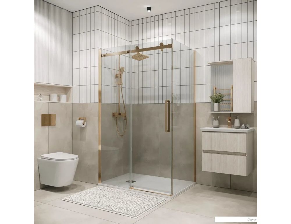 Душевой уголок Grossman Classic 130x80x195 120.K33.04.1380.32.00 (золото сатин/стекло прозрачное)