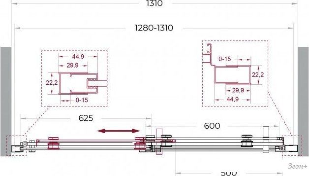 Душевая дверь BelBagno MARINO_2-BF-1-130-C-GM