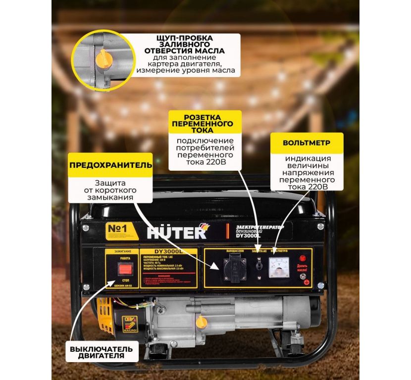 Бензиновый генератор Huter DY3000L