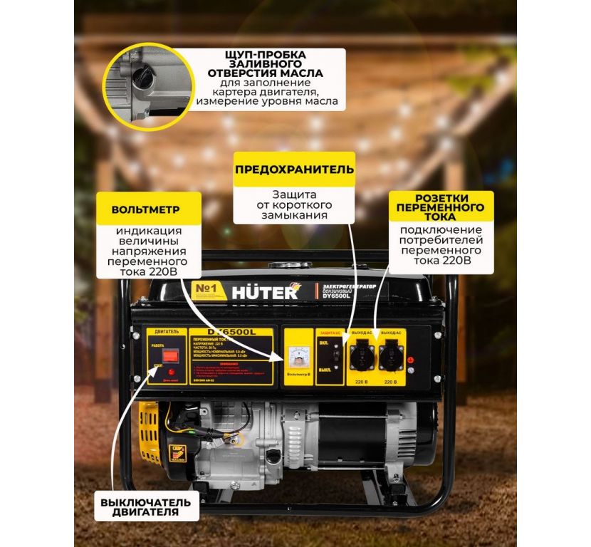 Бензиновый генератор Huter DY6500L