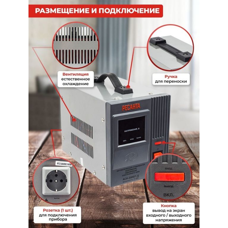 Стабилизатор напряжения Ресанта АСН-2000/1-Ц