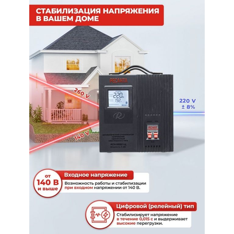 Стабилизатор напряжения Ресанта АСН-5000/1-Ц