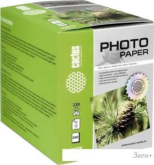 Фотобумага CACTUS Матовая 10х15 230 г/кв.м. 500 листов(CS-MA6230500)