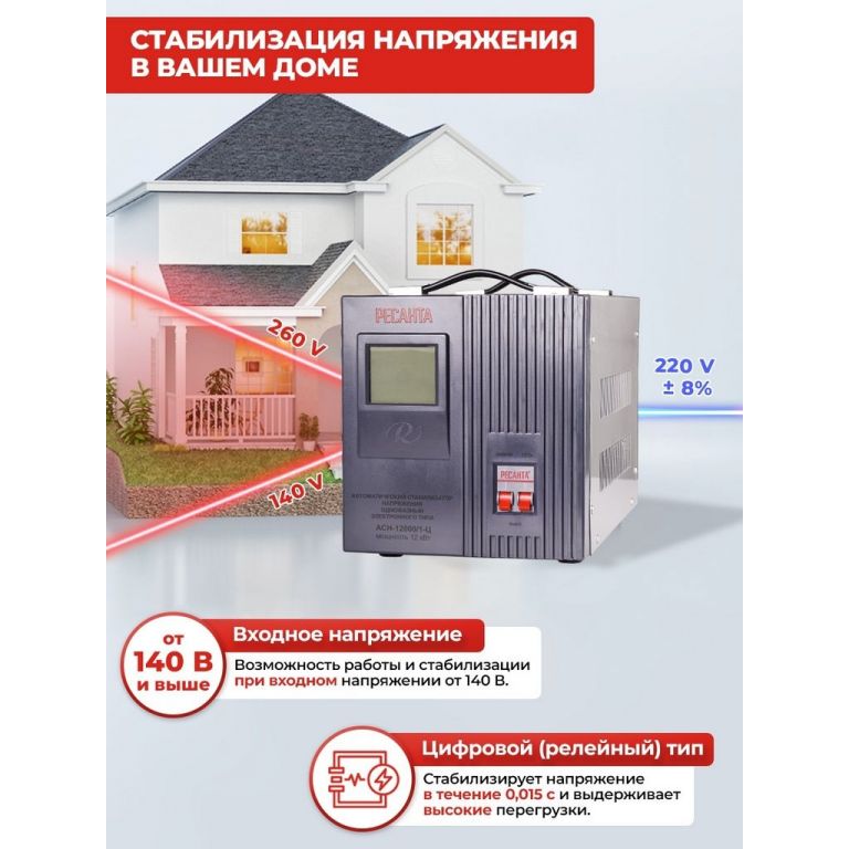 Стабилизатор напряжения Ресанта АСН-12000/1-Ц