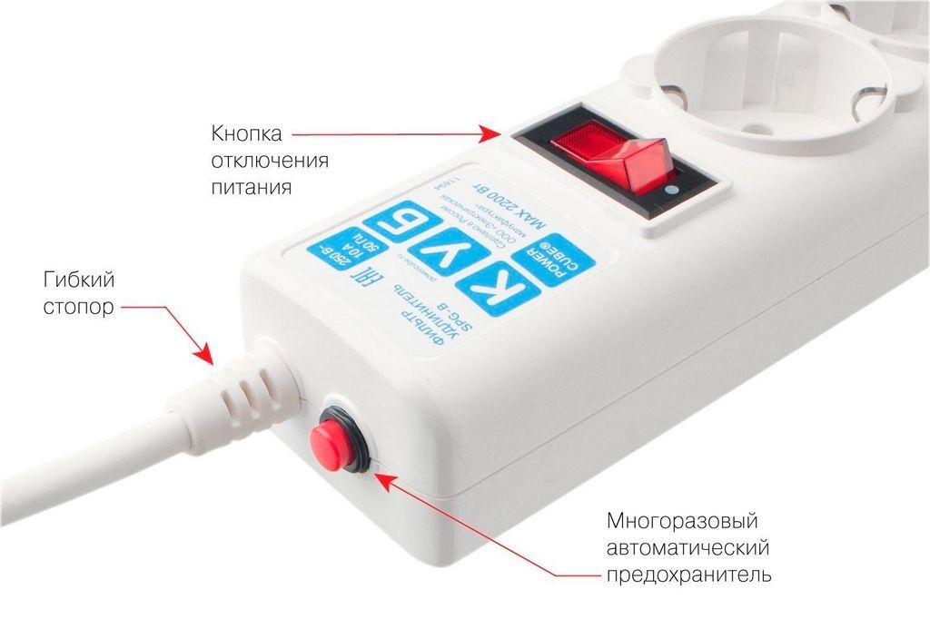 Сетевой фильтр Power Cube 5 розеток, белый, 3 м (SPG-B-10-WHITE)