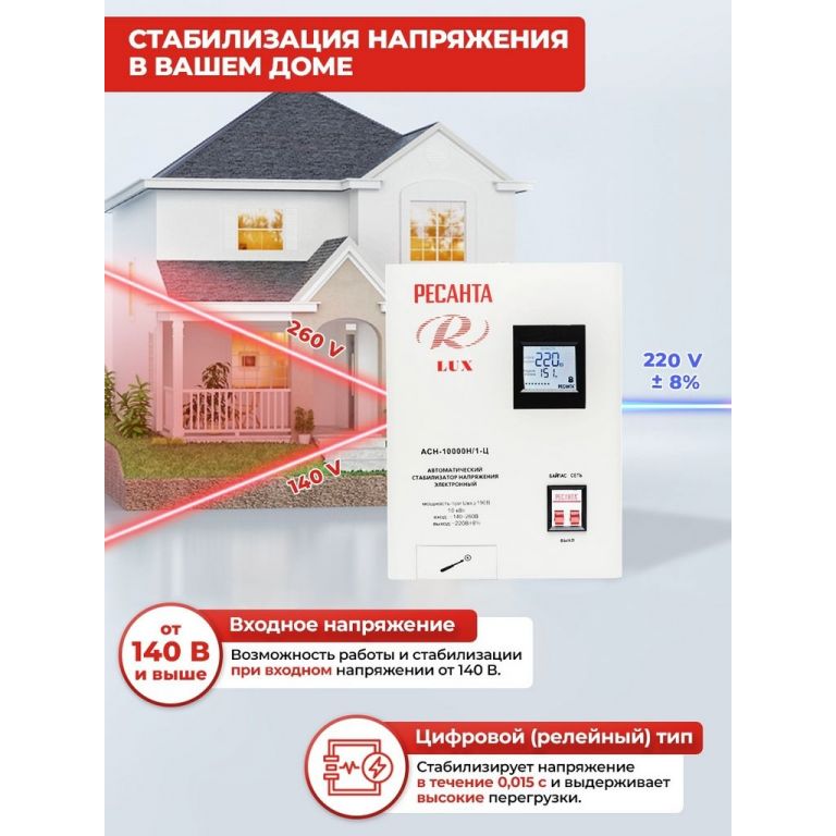 Стабилизатор напряжения Ресанта АСН-10000/1-Ц