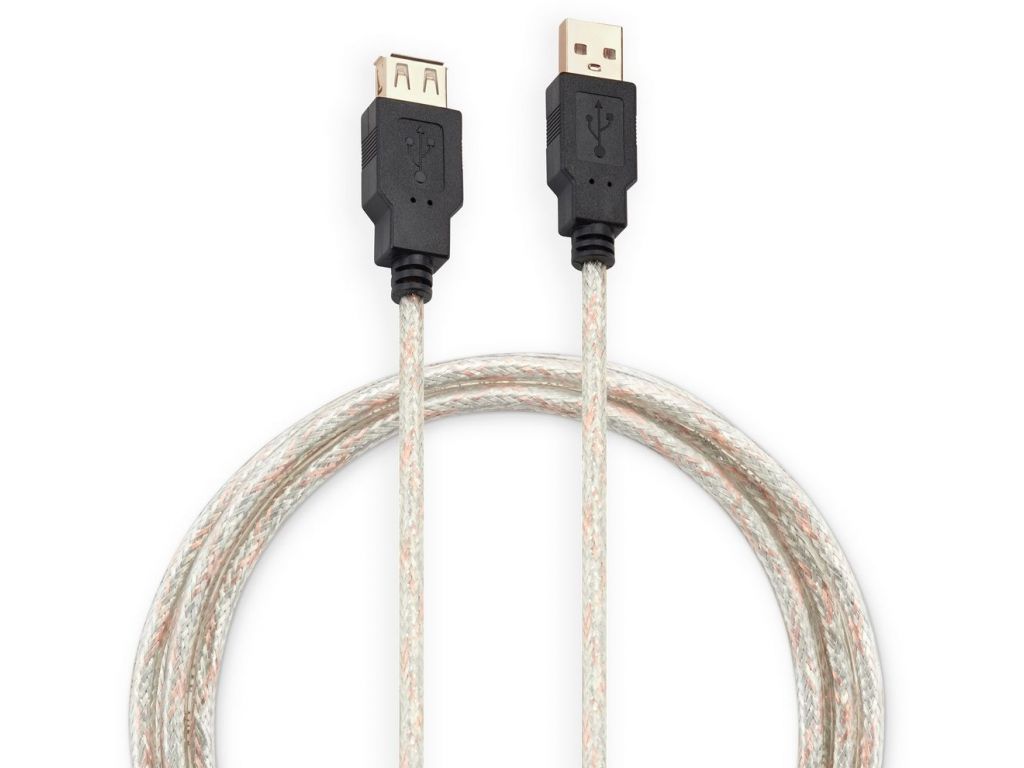 Кабель-удлинитель USB2.0 Buro USB2.0-AM-AF-S A(m)/A(f) Позолоченные контакты /прозрачный
