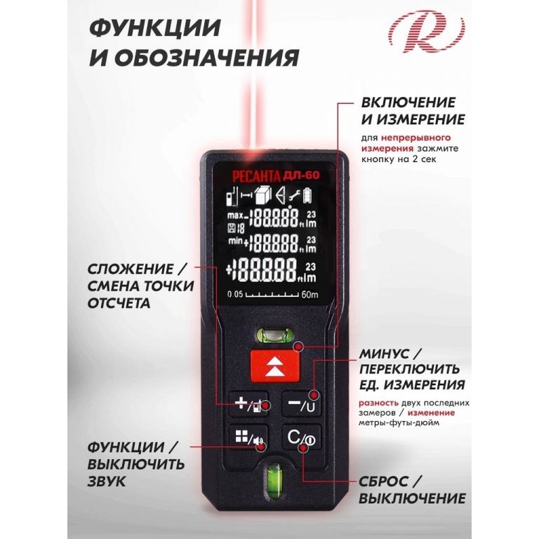 Лазерный дальномер Ресанта ДЛ-60