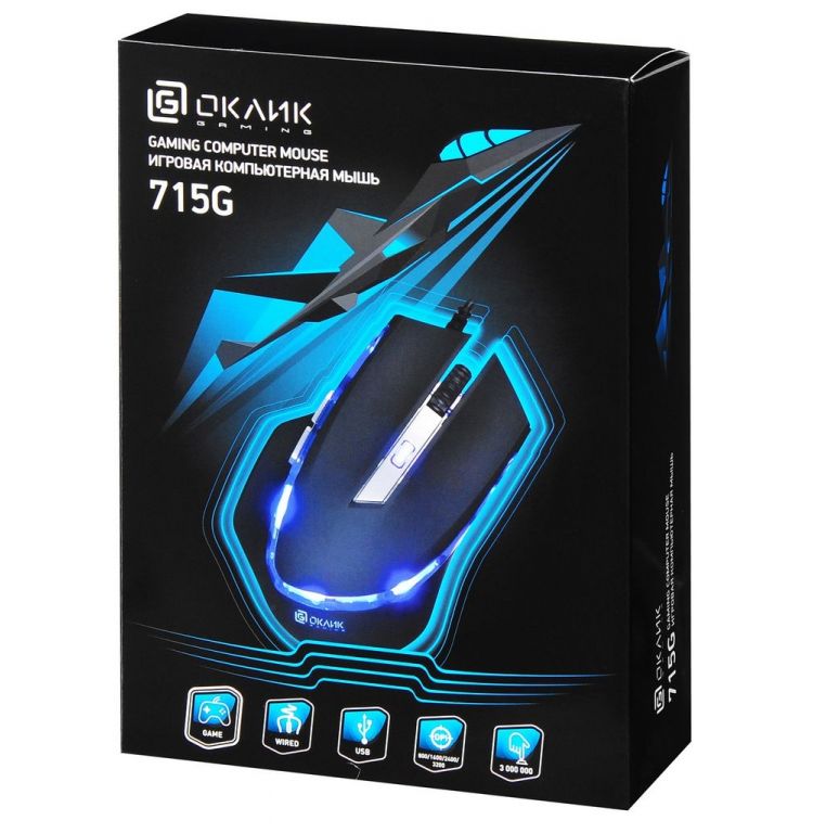 Игровая мышь Oklick 715G Gaming Optical Mouse Black/Blue (754785)