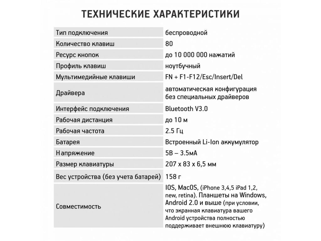 Клавиатура Oklick 840S Wireless Bluetooth Keyboard