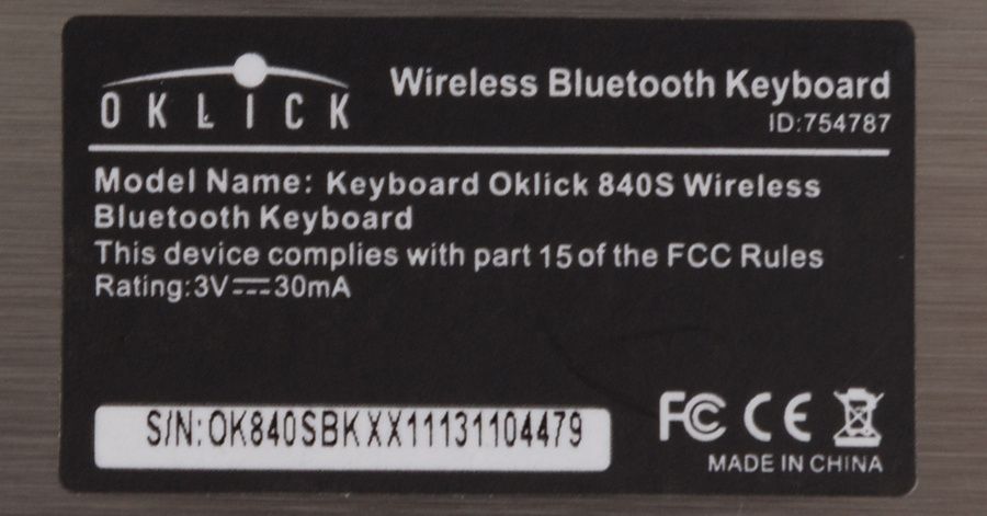 Клавиатура Oklick 840S Wireless Bluetooth Keyboard