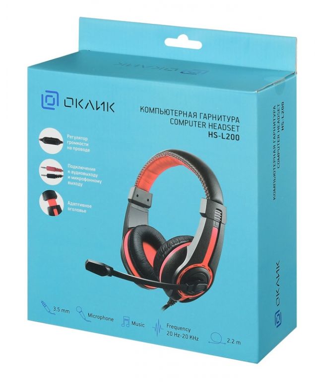 Наушники Oklick HS-L200 (черный/красный)