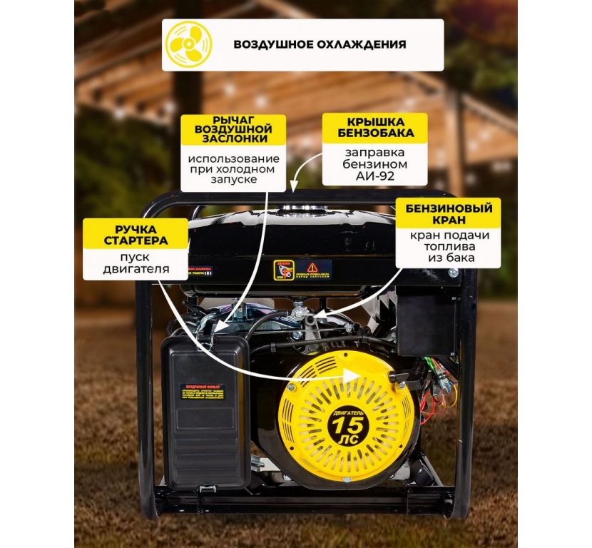 Бензиновый генератор Huter DY8000LX-3