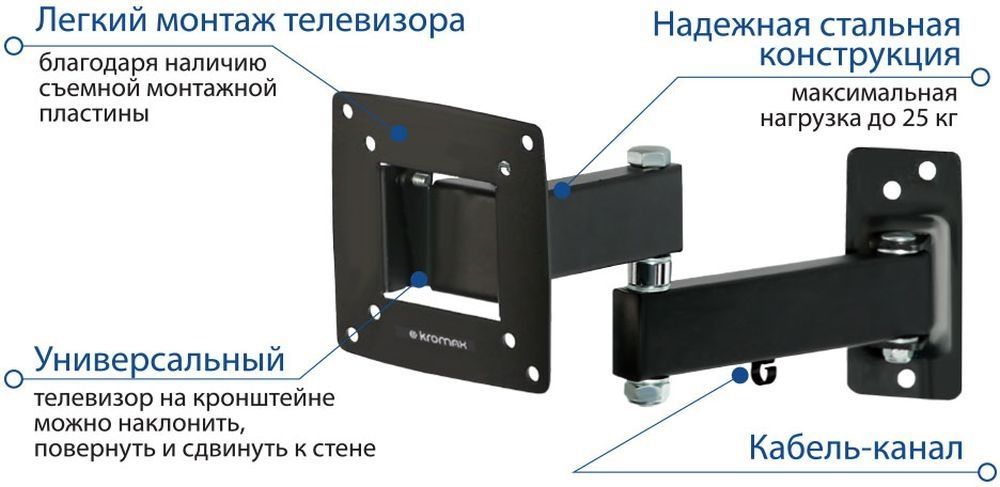 Кронштейн Kromax OPTIMA-104 (черный)