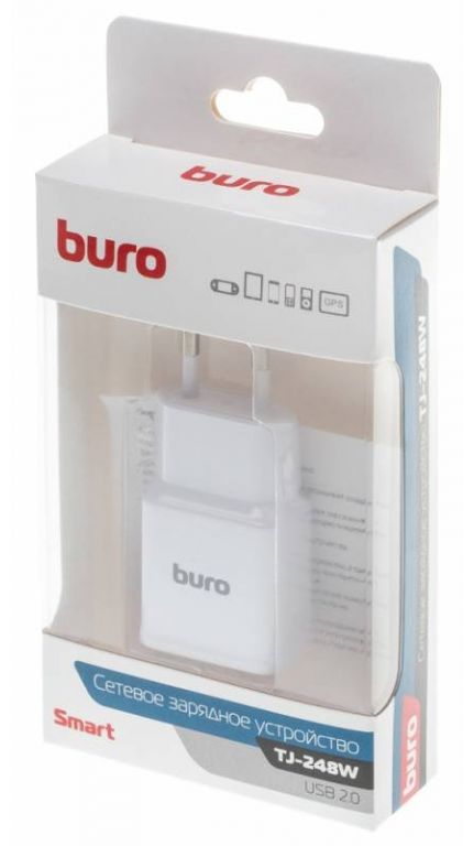 Сетевое зар./устр. Buro TJ-248W 2.4A+1.67A+1.25A универсальное белый