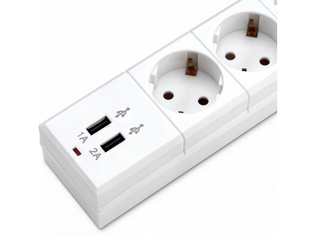 Сетевой фильтр Buro BU-SP1.8-USB-2A-W