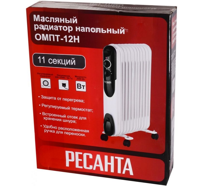 Масляный радиатор Ресанта ОМПТ-12Н