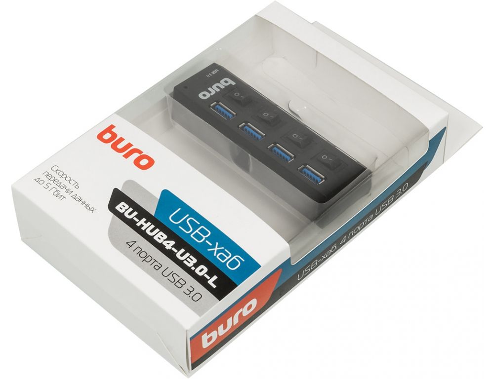 USB-хаб Buro BU-HUB4-U3.0-L