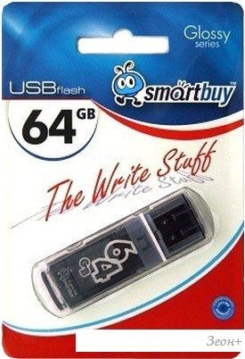 USB Flash Smart Buy Glossy series Black 64GB (SB64GBGS-K)
