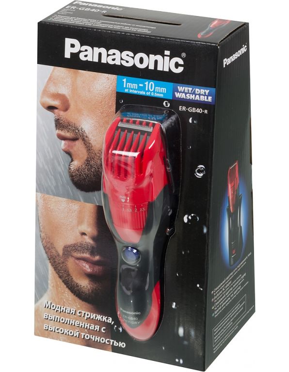 Машинка для стрижки Panasonic ER-GB40 (черный/красный)