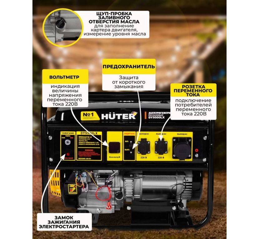 Бензиновый генератор Huter DY9500LX