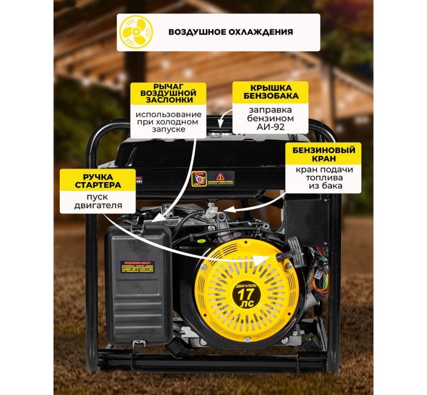 Бензиновый генератор Huter DY9500L