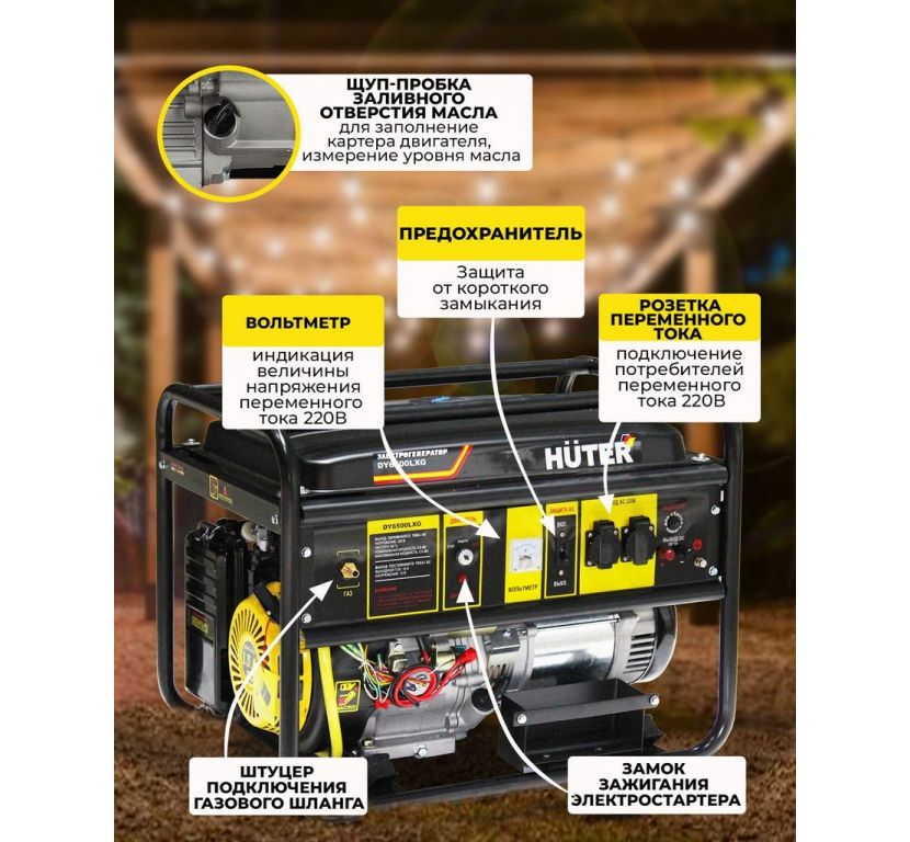 Бензиновый генератор Huter DY6500LXG