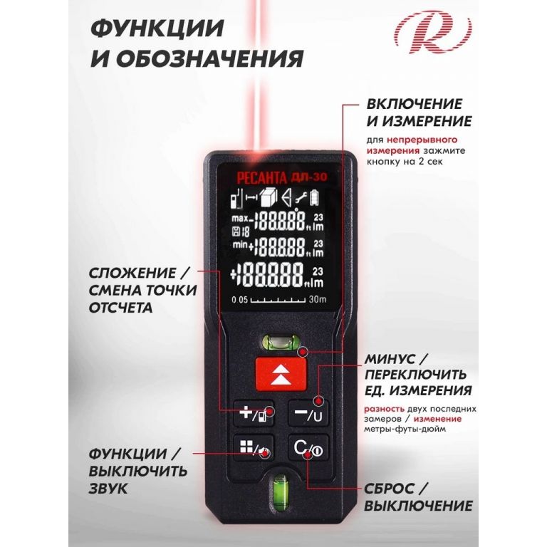 Лазерный дальномер Ресанта ДЛ-30